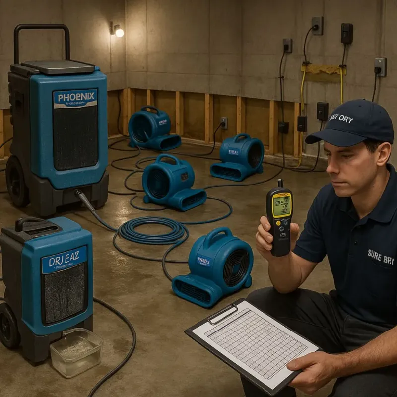 Structural Drying and Dehumidification process in Longview, NC